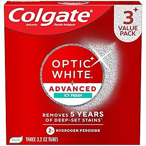 [SnS, AC] $6.34* | 3-Pk 3.2-Oz Colgate Optic White Advanced Whitening Toothpaste at Amazon
