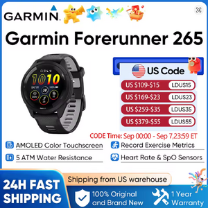 Garmin Forerunner 265 GPS 46mm Smartwatch 1.3" AMOLED Touchscreen Display Heart Rate Monitoring $241.34