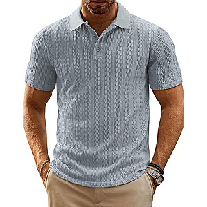 PJ PAUL JONES Mens Polo Shirts Short Sleeve Casual Collared Summer Vacation Shirts Golf Polo Shirts $9.50