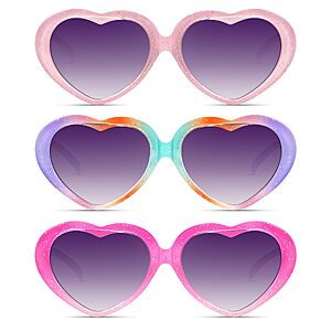 Kids Heart-Sunglasses: Polorized  with UV Protection for Girls Youth Child 3Pack Age 3-12 $9.99