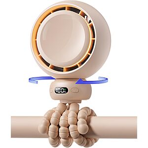Bearwind Portable Stroller Fan w/ 60° Auto Oscillation, 4400mAh Battery & Night Light (Brown) $9.99 + Free Shipping w/ Prime or on $35+