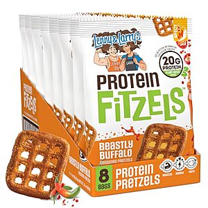 [SnS, AC] $9.74 | 8-Pack 3-Oz Lenny & Larry's FITZELS Protein Pretzels (Beastly Buffalo) at Amazon