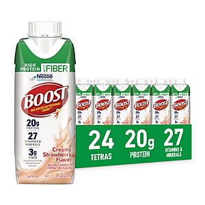 [S&S]24 pk BOOST High Protein with Fiber Balanced Nutritional Shake, Strawberry $22.15 + Free S&H w/ Prime or $35+