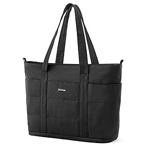 $9.99: G4Free Women's Puffer Tote Bag, Expandable Work & Travel Bag (Black/Pink/Beige) at Amazon