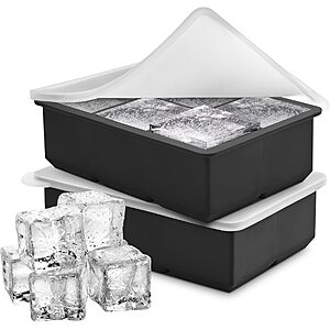 2-Count Temprium 2" 6-Cube Silicone Whiskey Ice Trays w/ Lids (Black) $4.99 ($2.50 each) + Free Shipping w/ Prime or on $35+