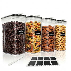 NULAS Airtight Food Storage Containers with Lids, 4pcs BPA-Free Plastic Meal Prep Containers & Kitchen Pantry Organization Canisters 135.2 fl oz,Black $18.99