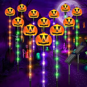 12-Pack Ahaorigin Solar Halloween Pumpkin Pathway Stake Lights $15.99 ($1.33 each) + Free Shipping w/ Prime or on $35+