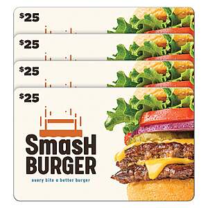 Costco - Smashburger 4x $25 eGift Cards ($100 Value) - $69.99