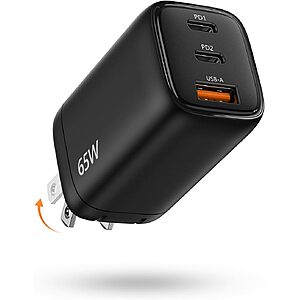 65W Tecknet 3-Port USB-C GaN Wall Charger (Black) $9.99 + Free Shipping w/ Prime or on $35+