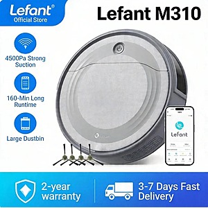 Lefant M310 Robot Vacuum Cleaner 4500Pa Suction Gray $78.7 + Free Shipping $79