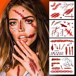 4-Count 38-Pc Cerlaza Halloween Zombie Fake Scar Temporary Tattoo Makeup Kit $2.99 + Free Shipping w/ Prime or on $35+