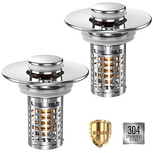 Sink Stopper Hair Catcher, Pop-up Sink Drain Strainer with Removable Stainless Steel Strainer Basket Hair Catcher(2PCS) $8.49