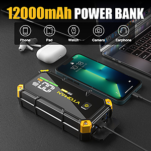 VTOMAN V8 Plus Car Jump Starter, 3500A Peak 12V Lithium Battery Booster Pack (9.0L Gas & 8.5L Diesel), Portable Jump Box (44.4Wh)with Jumper Cables $47.99
