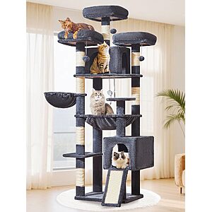 Taoqimiao 76" XL Cat Tower for Large Cats, 3 Padded Perches $79.99