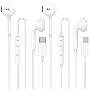 2 Pack [Apple MFi Certified] USB C Headphones Wired for iPhone 17 16 15 - $8.99