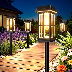 (8 Pack) Ahaorigin Solar Pathway Lights Outdoor, 2 Lighting Modes Waterproof $24.99