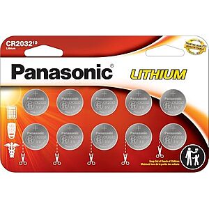 $6.49* | 10-Pk Panasonic CR2032 3V Lithium Coin Cell Batteries at Amazon