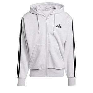adidas men Essentials 3-Stripes Full-zip Cotton Fleece Hoodie $21 FS