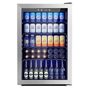 Simzlife 150 Can Beverage Refrigerator Cooler, 4.5 Cu.Ft Drink Fridge for Soda Wine Beer, Adjustable Temperature Control for Home Office,Silver $249.99