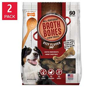 Nylabone Broth Bones Natural Edible Dog Chews, 60-count, 2-pack $35.99 free shipping Costco.com
