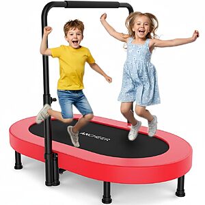 56" ANCHEER Foldable Kids' Trampoline w/ Adjustable Safety Handrail (Red) $49.50 + Free Shipping