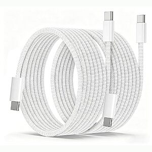 2-Pack Wangmai 60W USB-C to USB-C Fast Charging Braided Cable (6', White) $2.79 + Free Shipping w/ Prime or on $35+
