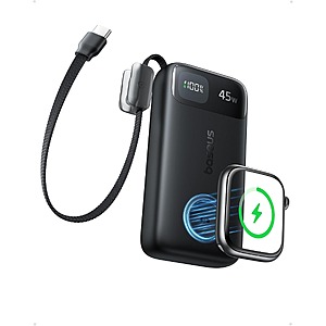 Baseus 10000mAh 45W Power Bank/Apple Watch Charger with Built In USB-C Cable $29.29 + Free Shipping w/Prime or $35+