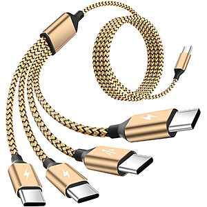 5' 4-Port USB-C Multi-Device Charging Cable (Various) $4.75 + Free Shipping w/ Prime or on $35+