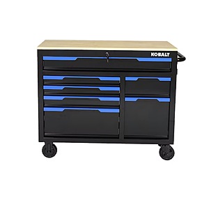 Kobalt 42" 7-Drawer Rolling Mobile Workstation w/ Solid Wood Top (Black) $348.00 + Free Shipping