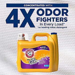 $12.48 get $3 Walmart Cash Limit 2 ARM & HAMMER Plus OxiClean with Odor Blasters Liquid Detergent, Fresh Burst, 158.6 fl oz, 122 Loads