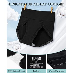 Sunm Boutique High Cut Combed Cotton Underwear for Women Soft Lace Panties Various Colors starting at $8 (Black)