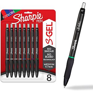 8-Count Sharpie S-Gel Medium Point 0.7mm Retractable Gel Pens (Assorted) $6.64 w/ S&S + Free Shipping w/ Prime or on $35+