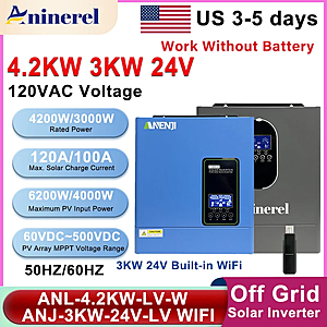 Aninerel 4200W 4000W 110V Hybrid Inverter Pure Sine Wave Solar Inverter $173 AC + Free Shipping