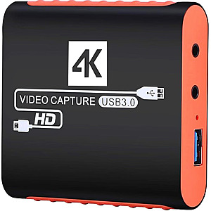 Capture Card for Nintendo Switch with 4K Pass-Through, USB3.0 1080P 60FPS HDMI Video Cam Link Game Capture for Streaming, Work with Xbox PS4 PS5 PC DSLR $19.99