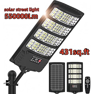 550k Lumen Solar-Powered Outdoor LED Flood Light w/ Motion Sensor, Dusk-to-Dawn & Remote Control $32.99 + Free Shipping w/ Walmart+ or on $35+