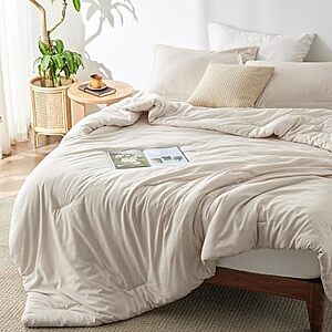 $27.99* | 3-Pc Bedsure King Comforter Set w/ 2 Pillow Shams (Beige) at Amazon