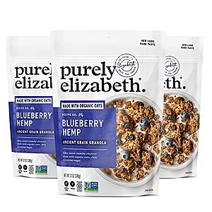 [SnS, AC] $10.28* | 3-Pack 12-Oz purely elizabeth. Ancient Grain Granola (Blueberry Hemp) at Amazon ($3.43 each)