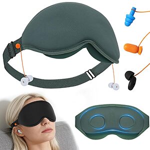 VFM 3D Contoured Sleep Eye Mask w/ Earplug Retainer Cord (Black) $3.51 + Free Shipping w/ Prime or on $35+