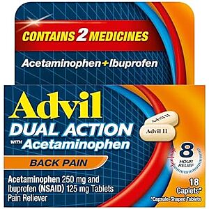 [SnS, AC] $1.27 | 18-Count Advil Dual Action Back Pain, Ibuprofen 250mg at Amazon