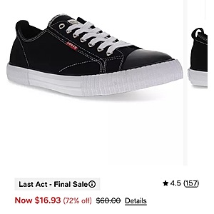 Levi's Men's Anikin Canvas Sneaker - Black $16.93