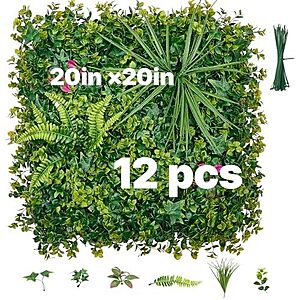 [AC] $63.17* | VEVOR Artificial Plant Wall, 12PCS 20 x 20 in Artificial Boxwood Panels at Amazon