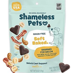 [SnS, AC] $2.20 | 6-Oz Shameless Pets Soft-Baked Dog Treats (Bananas for Bacon) at Amazon