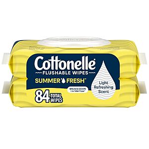 2-Pack 42-Count Cottonelle Summer Fresh Scented Flushable Wipes $2.67 w/ S&S + Free Shipping w/ Prime or on $35+