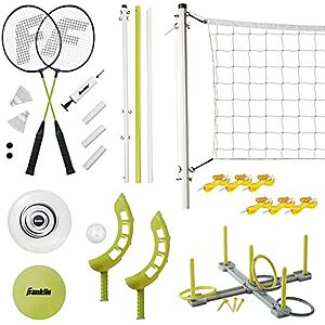 Franklin Sports Outdoor Fun 5 Combo Set w/ Volleyball, Badminton (Yellow) $20