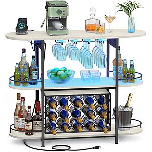 40" LED Bar Cabinet w/ Power Outlets & Wine Rack (Various Colors) $44.99 + Free Shipping w/ Prime or on $35+