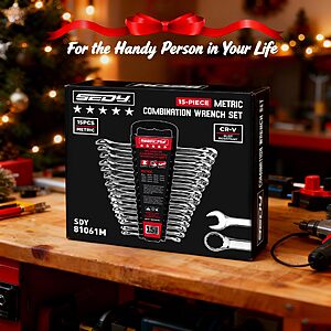 15-Piece SEDY Combination Wrench Set w/ Organizer (Metric or SAE) $22.59 + Free Shipping w/ Prime or on $35+