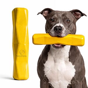 12" WoofBite XL Natural Rubber Dog Chew Toy for Large Breeds (Yellow) $14.99