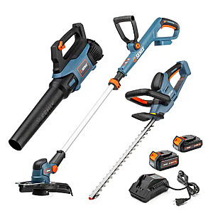 with 2 batteries, SENIX - X2 20V Max* Cordless Combo Kit, String Trimmer, Leaf Blower & Hedge Trimmer (2.0Ah, 4.0Ah Batteries, & Charger Included), $99, FS, Best Buy