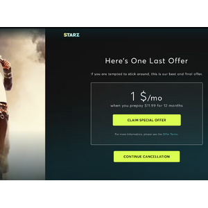 starz $12 per year $72