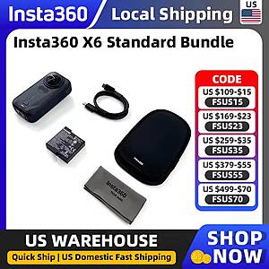 Insta360 X6 Standard Bundle 8K 50fps 140min Battery $612.40 + Free Shipping